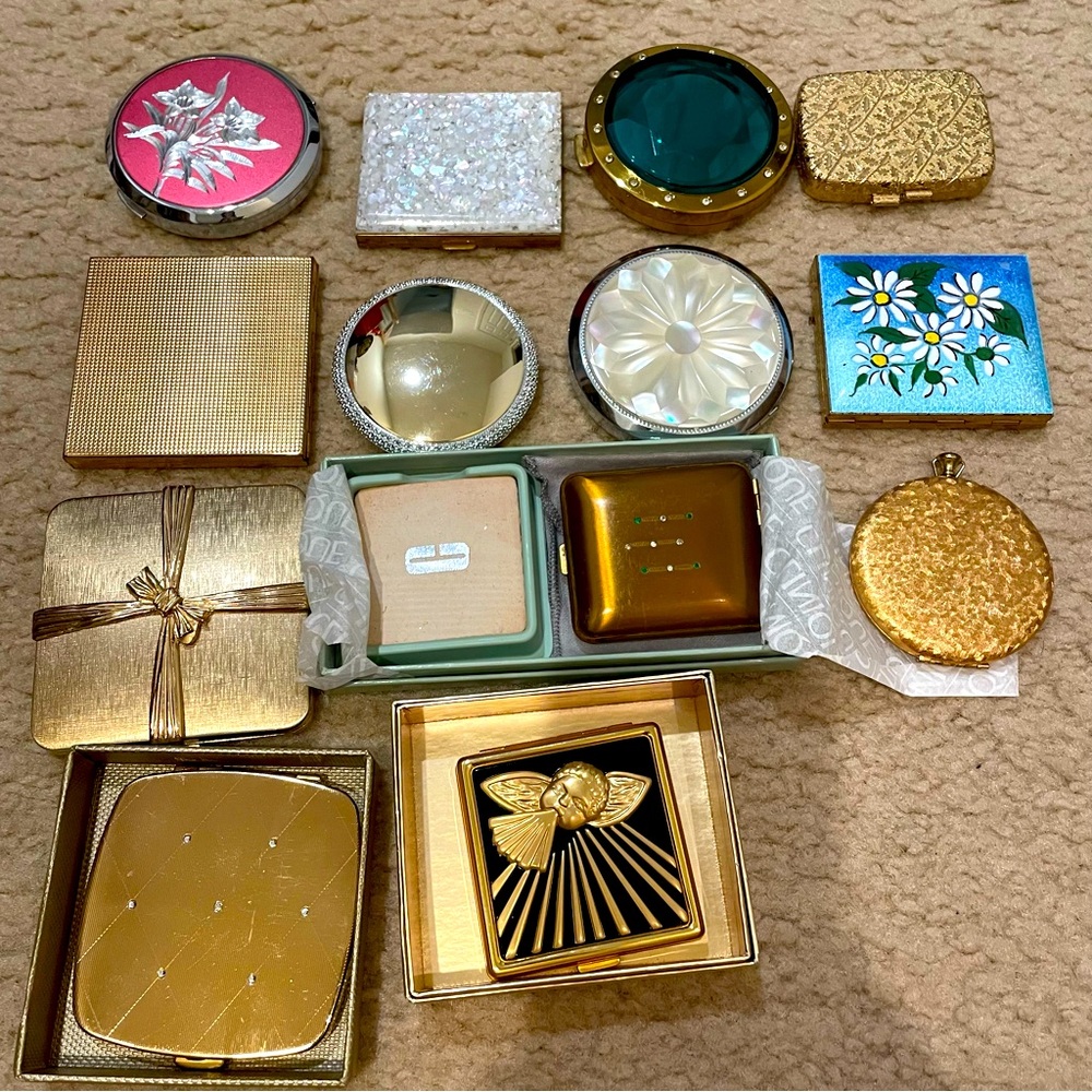 RARE Vintage Lancome Loterie Nationale Clinique Makeup Powder Compact Collection